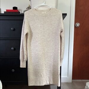 GAP Women's Heather Cream Crew Neck Sweater Dress